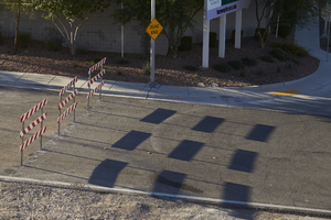 Traffic markers and the end of East Sahara Avenue, looking south, Las Vegas, Nevada: digital photograph