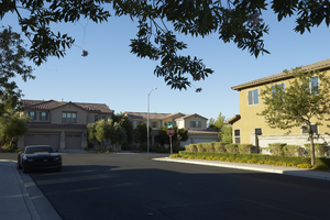Single famiy housing on Dawning Day Drive, looking south, Las Vegas, Nevada: digital photograph
