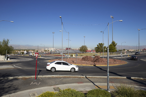 Hollywood Boulevard and East Sahara Avenue roundabout, looking northwest, Las Vegas, Nevada: digital photograph