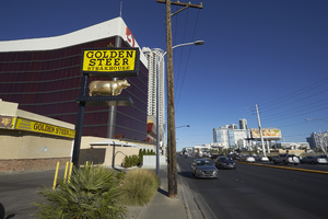 Golden Steer and Lucky Dragon, looking east, Las Vegas, Nevada: digital photograph