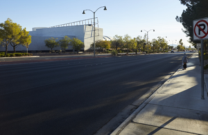 Sahara West Library on West Sahara Avenue east of Grand Canyon Drive, looking east, Las Vegas, Nevada: digital photograph