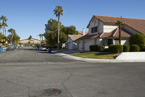 Single family homes on Brookstone Court off Fort Apache and West Sahara Avenue, looking north, Las Vegas, Nevada: digital photograph