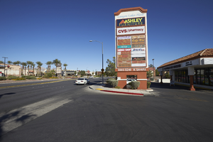 Canyon Lakes Plaza shopping center entrance on the Fort Apache Road north of West Sahara Avenue, looking north, Las Vegas, Nevada: digital photograph