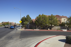 Apartments next to commercial property on Fort Apache Road north of West Sahara Avenue, Las Vegas, Nevada: digital photograph