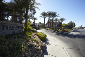 The Residence at Canyon Gate Apartments entrance on Fort Apache Road north of West Sahara Avenue, looking southeast, Las Vegas, Nevada: digital photograph