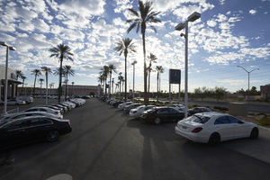 Auto dealership on northwest corner of West Sahara Avenue and Tenaya Way, looking east, Las Vegas, Nevada: digital photograph