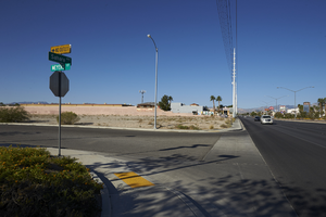 Undeveloped land on the corner of Meyers Court and West Sahara Avenue, looking west, Las Vegas, Nevada: digital photograph