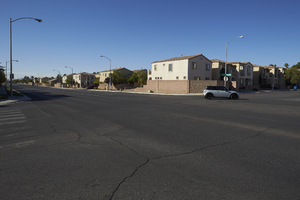 Single family home subdivision on Laredo Street off Cimarron Road south of West Sahara Avenue, looking southwest, Las Vegas, Nevada: digital photograph