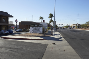 Commercial development along Cimarron Road north of West Sahara Avenue, looking south, Las Vegas, Nevada: digital photograph