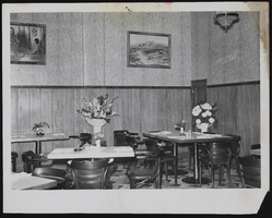 Photograph of table settings inside a Horseshoe Casino restaurant, Las Vegas (Nev.), 1940-1959