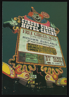 Circus Circus Hotel and Casino clown marquee, image 002: postcard