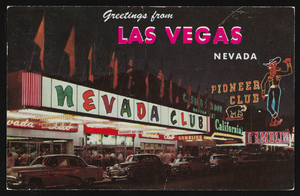 Nevada Club on Fremont Street, image 002: postcard