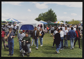 Booths and people at Sunset Park for Gay Pride, image 009: photographic print