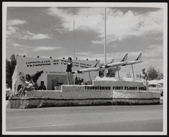 Thunderbird Hotel float at the Helldorado Parade in Las Vegas, Nevada: black-and-white photographs