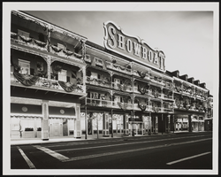 Exterior view of Showboat Casino in the evening, Atlantic City, New Jersey: black-and-white photographs