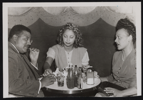 Harry Mills (of the Mills Brothers), Alice Key and Harry's wife, Ruth (identified from left to right): photographic print