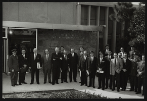 Howard Cannon and others in front of an airplane at Air Force Ballistic Missile Headquarters: photographic print
