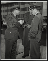 Howard Cannon is greeted upon arrival at Wright-Patterson Air Force Base, Ohio: photographic print