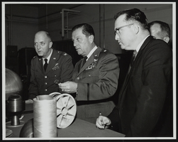Howard Cannon during visit to Wright-Patterson Air Force Base, Ohio with Colonel L. R. Standifer and Dr. A. M. Lovelace: photographic print