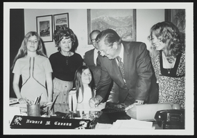 The Dale Hedges family of Las Vegas, Nevada pictured with Howard Cannon: photographic print