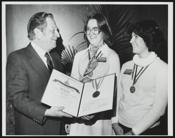 Howard Cannon with Linda Voorvart and Cindy Berger: black-and-white photographs