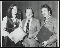 Howard Cannon with Susie Peterson and Tom Hamilton of the United States Senate Youth Program: black-and-white photographs