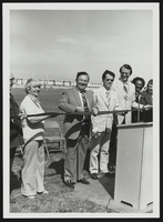 Howard Cannon cuts a ribbon at the University of Nevada, Las Vegas: photographic print