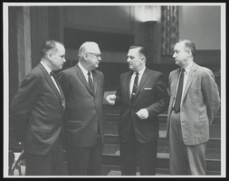 New Brigadier Generals Nicholas Allen, Robert Smart, William C. Lewis, and Senator Howard Cannon at a meeting: photographic print