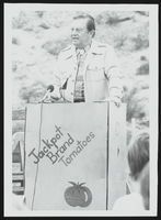 Howard Cannon speaking to a group at the Moapa Indian Reservation: photographic print