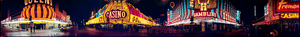 Fremont Street "4 corners" including Four Queens, Golden Nugget, Binion's, and Hotel Fremont, Las Vegas, Nevada: panoramic photograph
