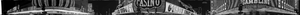 Fremont Street "4 corners" including Four Queens, Golden Nugget, Binion's, and Hotel Fremont, black-and-white, Las Vegas, Nevada: panoramic photograph