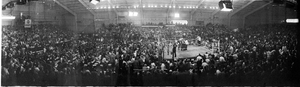 Marvin Hagler vs. Vito Antuofermo fight at Caesars Palace, black-and-white, Las Vegas, Nevada: panoramic photograph