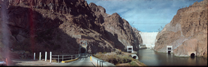 View of Hoover Dam, Lake Mead: panoramic photograph