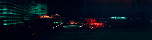 Caesars Palace pool area at night, Las Vegas, Nevada: panoramic photograph