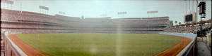 Dodgers vs. Yankees World Series baseball game at Dodger Stadium, Los Angeles, California: panoramic photograph