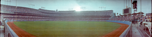 Dodgers vs. Yankees World Series baseball game at Dodger Stadium, Los Angeles, California: panoramic photograph