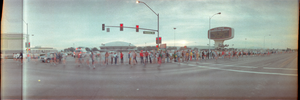 3rd Annual Sun marathon race passing the Las Vegas Convention Center on Paradise Road, Las Vegas, Nevada: panoramic photograph