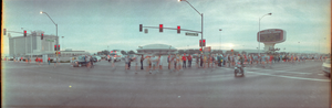 3rd Annual Sun marathon race passing the Las Vegas Convention Center on Paradise Road, Las Vegas, Nevada: panoramic photograph