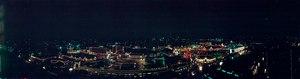 Country Club and Hallmark Plaza at night, Kansas City, Missouri: panoramic photograph