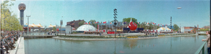 President Ronald Reagan at World's Fair grand opening, Knoxsville, Tennessee: panoramic photograph