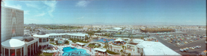 Caesars Palace pool, tennis, and pavilion areas, Las Vegas, Nevada: panoramic photograph
