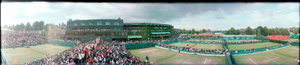 Center Court at Wimbledon, London, England: panoramic photograph