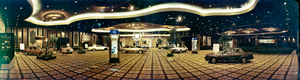 Cadillac new car showing inside Caesars Palace, Las Vegas, Nevada: panoramic photograph