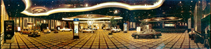 Cadillac new car showing inside Caesars Palace, Las Vegas, Nevada: panoramic photograph