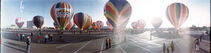 Balloon: 5th Dimension Up Up and Away balloon festival at Las Vegas Convention Center, Las Vegas, Nevada: panoramic photograph