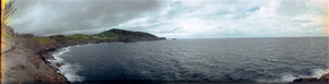 Kauai Lighthouse and Falls, Kauai, Hawaii: panoramic photograph