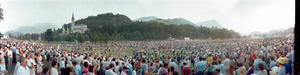 Pope John Paul II at Sanctuaires Notre-Dame de Lourdes, France: panoramic photograph