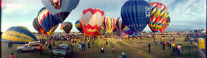 Balloon race in North Las Vegas, Nevada: panoramic photograph