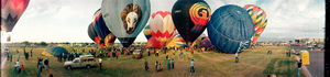 Balloon race in North Las Vegas, Nevada: panoramic photograph