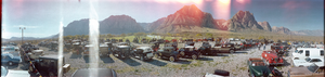 Imperial Palace antique cars at Spring Mountain Ranch, Las Vegas, Nevada: panoramic photograph